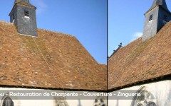 Restauration charpente couverture ardoise - zinc Charpente bois - Sarl MERLOT Richelieu - Charpente Couverture Indre et Loire - Région Centre - Val de Loire - France