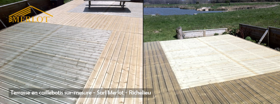 Terrasse en caillebotis bois sur-mesure - Sarl Merlot - Richelieu