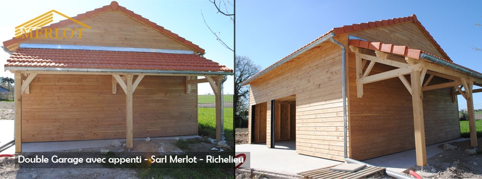Double garage avec appentis - Sarl Merlot - Richelieu