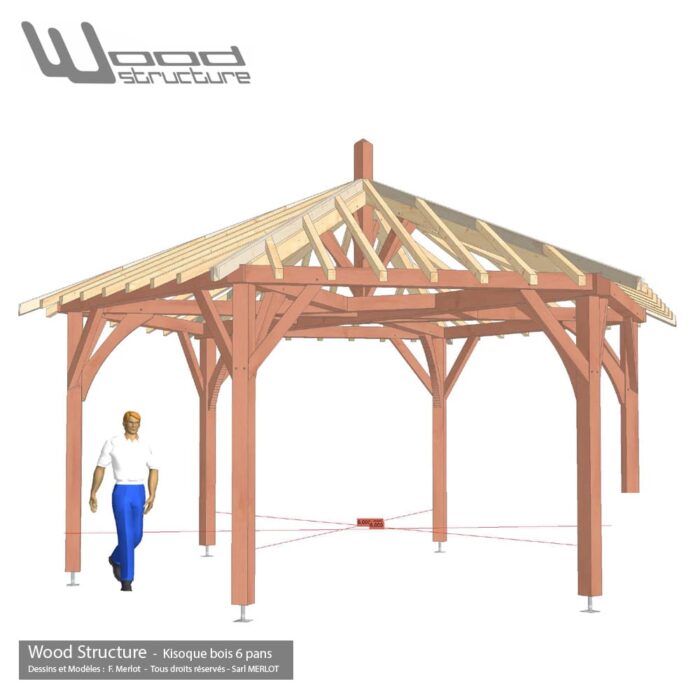 Kiosque Bois 6 Pans 6M – Image 2