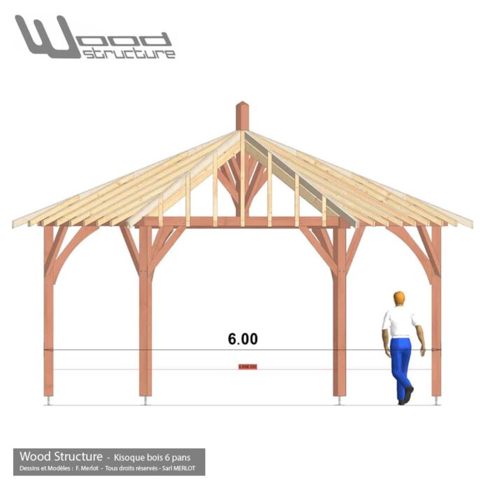 Kiosque Bois 6 Pans 6M – Image 3