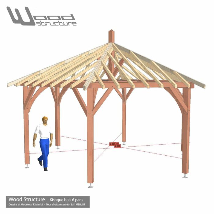 Kiosque Bois 6 Pans 6M