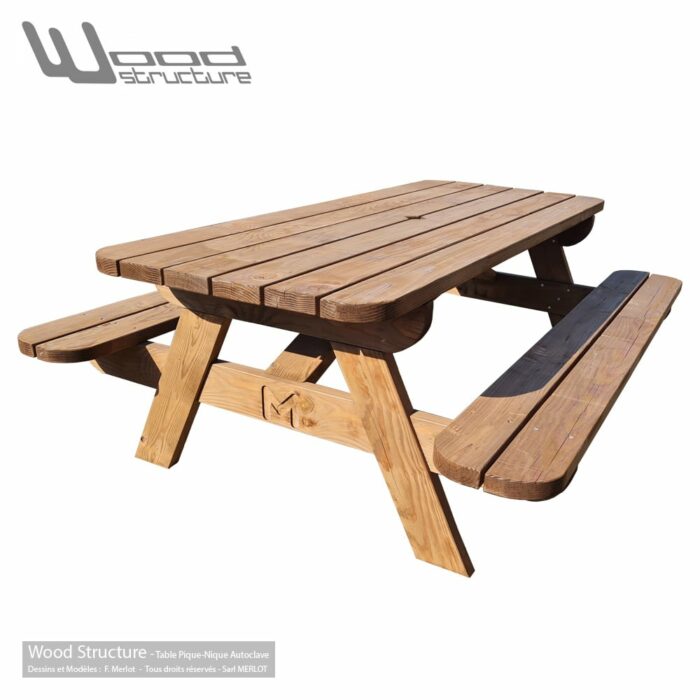 Table pique-nique XL Autoclave vert ou marron – Image 3