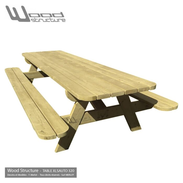 Table pique-nique XL Autoclave vert ou marron