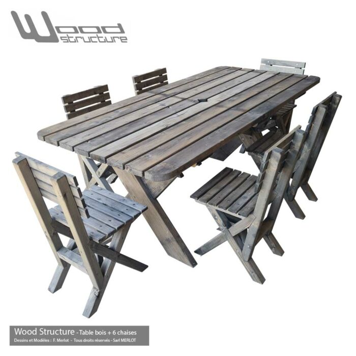 Table de jardin avec chaises "Classic Wood Colors" – Image 6
