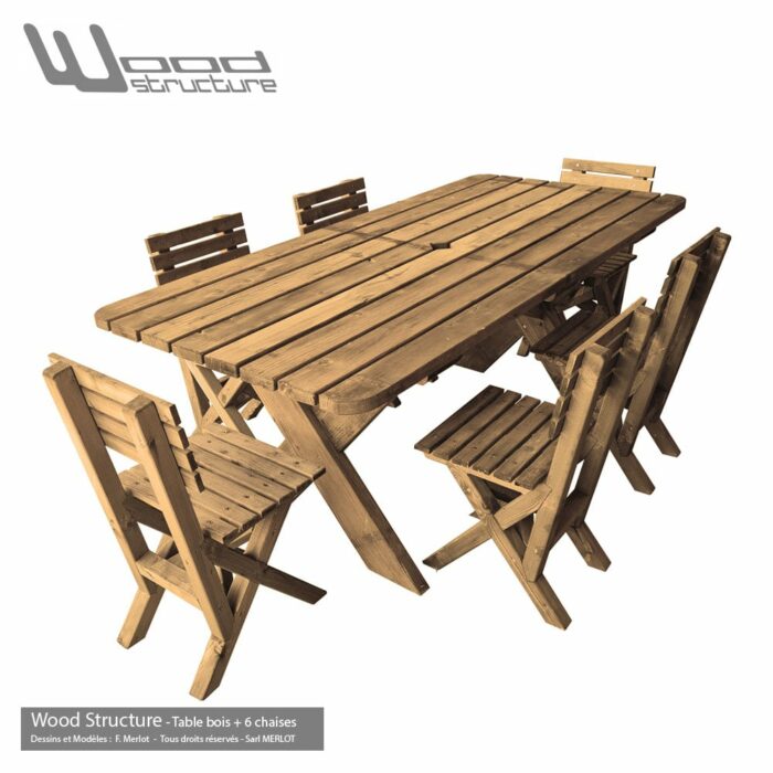 Table de jardin avec chaises "Classic Wood Colors" – Image 4