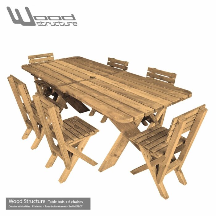 Table de jardin avec chaises "Classic Wood Colors"