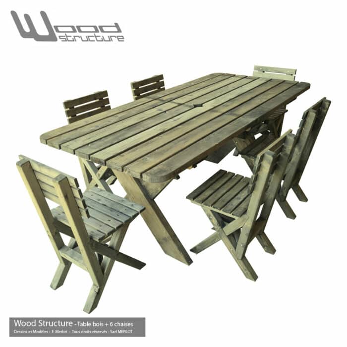 Table de jardin avec chaises "Classic Wood Colors" – Image 2