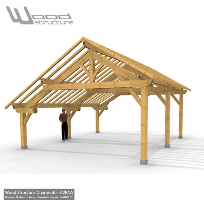 Abri carport 2 pans asymétriques 6x6
