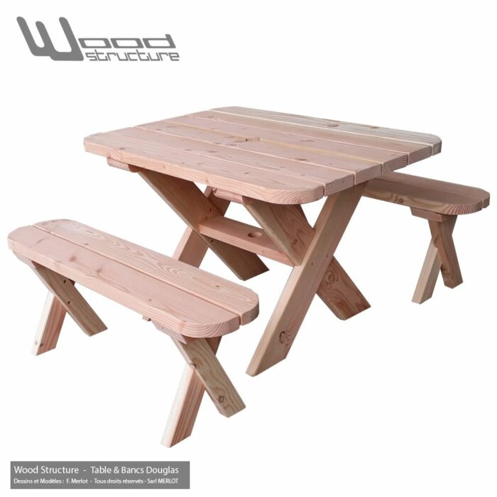 Table et 2 bancs Douglas 120