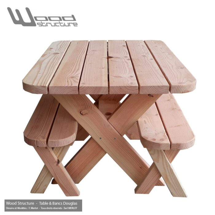 Table et 2 bancs Douglas 120 – Image 4