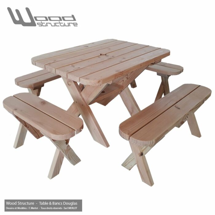 Table avec bancs Douglas 120