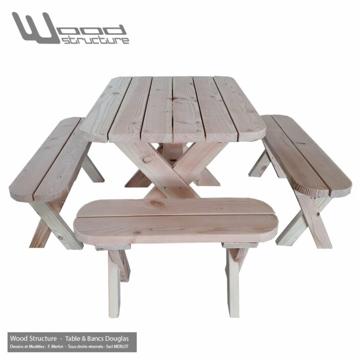 Table avec bancs Douglas 120 – Image 3