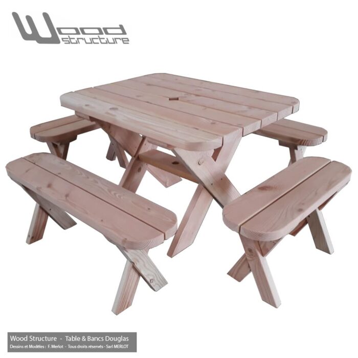Table avec bancs Douglas 120 – Image 4