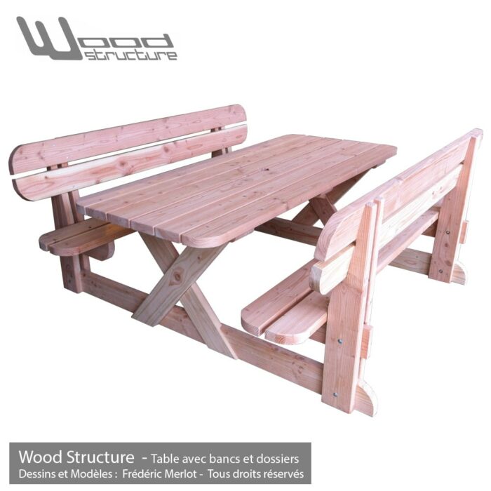 Table avec bancs et dossiers